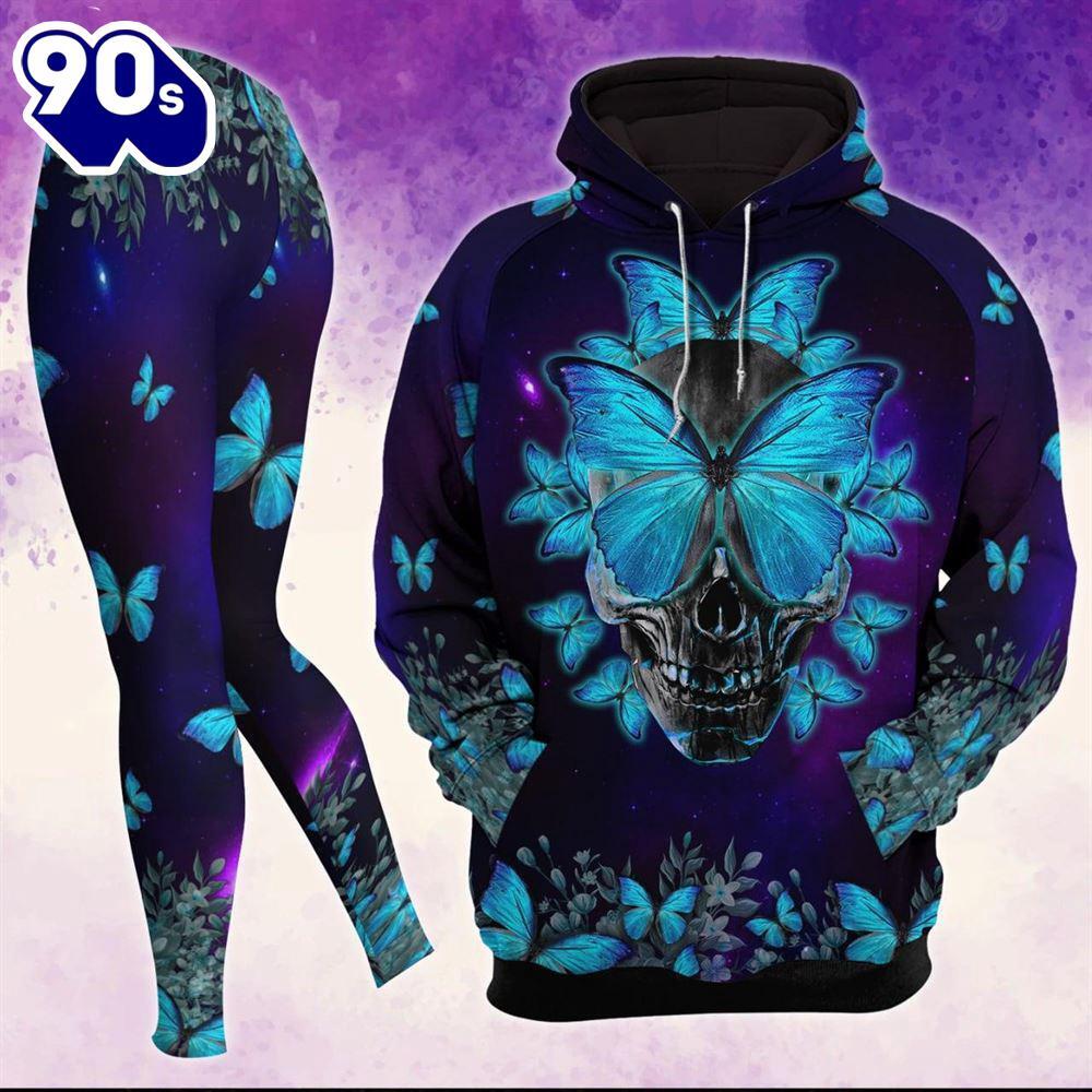Butterfly Skull Artwork Combo Hoodie And Leggings - Musicdope90s