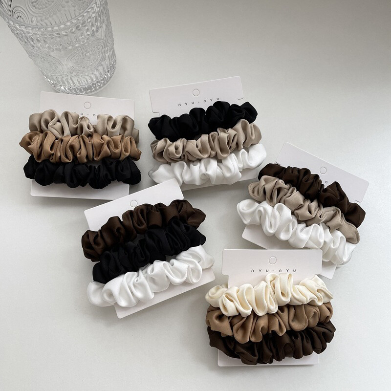 Ponytail Holder Hair Ties Hair Accessories 3Pcs/set Silky Satin Scrunchies ~