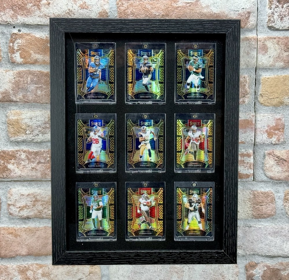 Wall Mount One Touch Wooden Display Card Frame Pokemon Sports Trading (Holds 9)