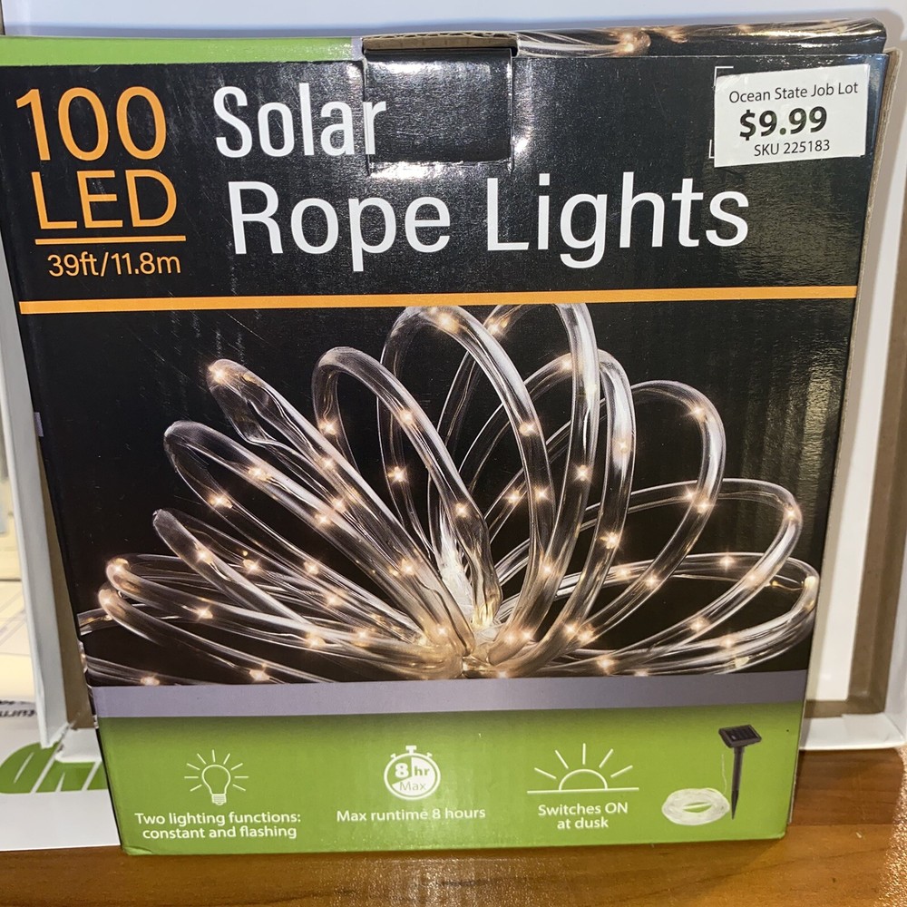 39FT Solar Rope Lights Outdoor Waterproof LED PVC Tube Fairy String Light Garden