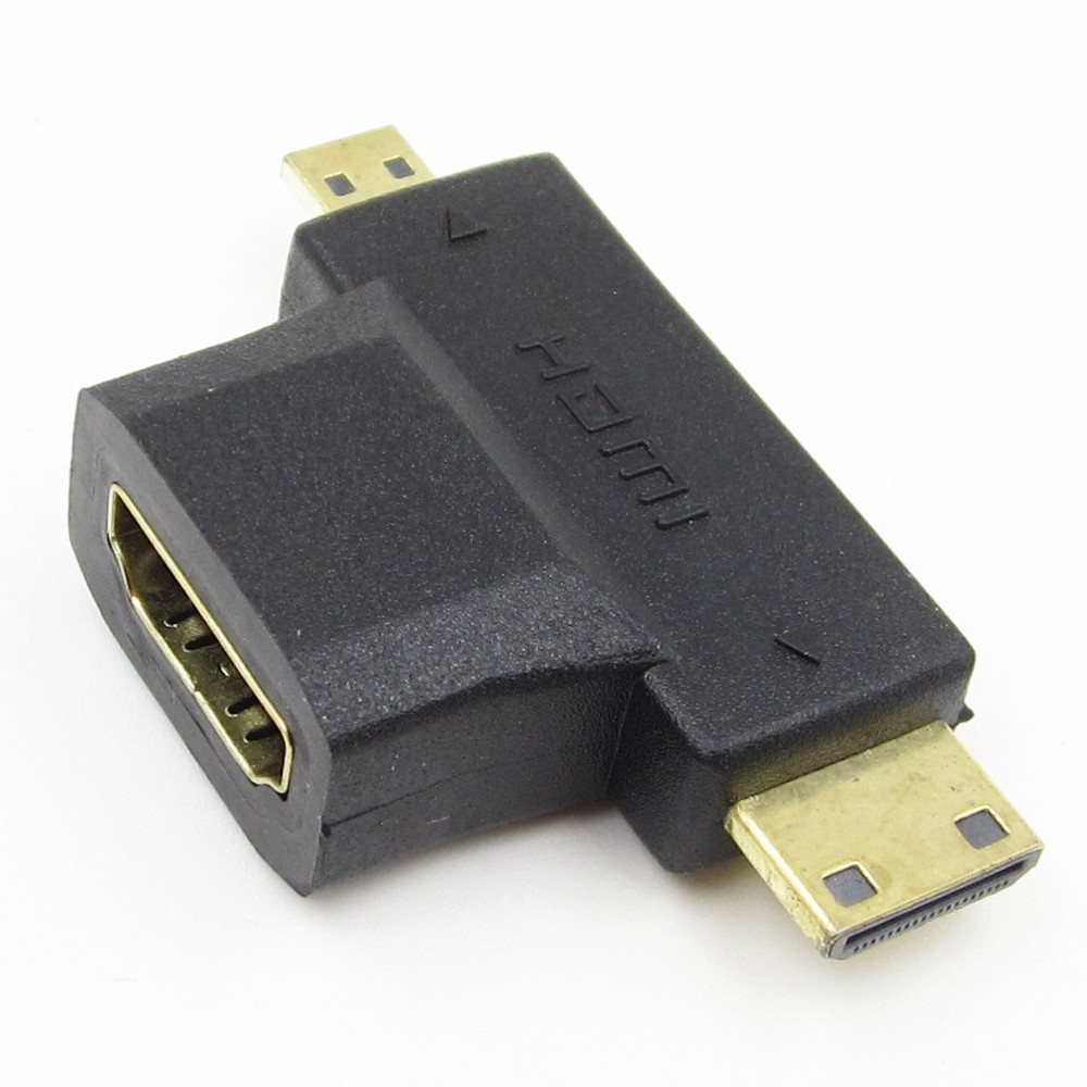 3 in 1 HDMI Female to Mini HDMI Male + Micro HDMI Male Adapter Connector Adopter
