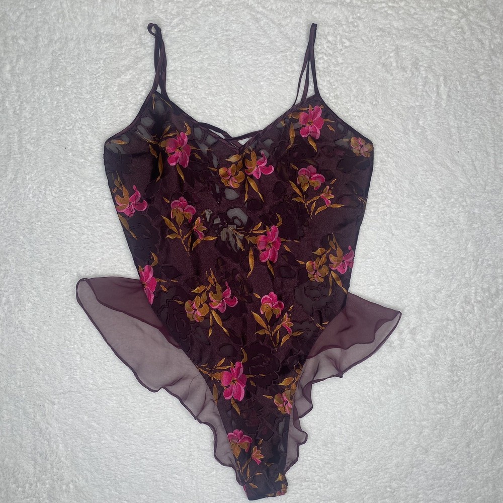 Vintage Victoria's Secret Gold Label Floral Teddy Bodysuit Lingerie Size M