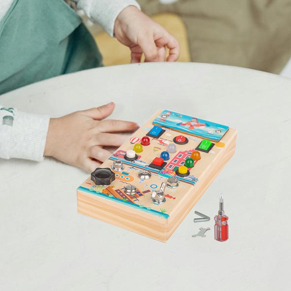 Switch Light Toy Kids Wooden Control Panel Early Education Educational Screw
