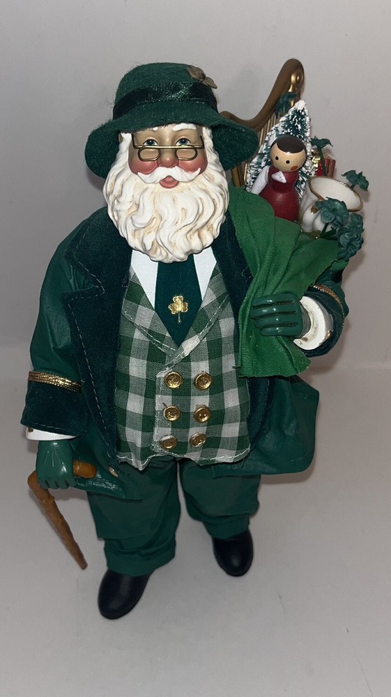 Kurt Adler DAPPER IRISH SANTA Figure 11” St Patrick’s Day No Box No Pipe In Hat
