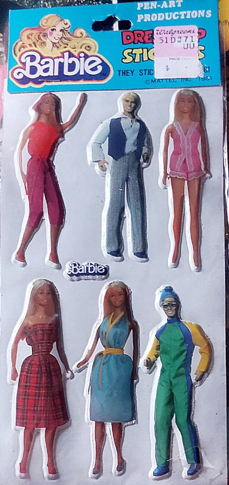 barbie puffy stickers ken  vintage 1981  new in package collectible