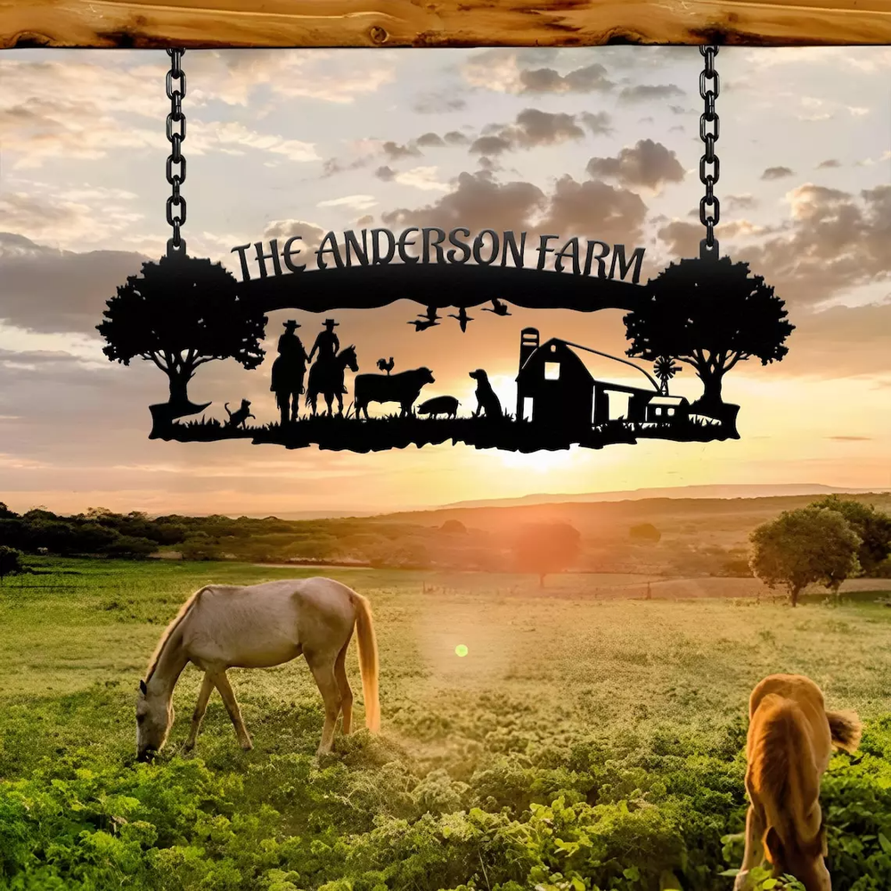 Custom Metal Farm Sign - Personalized Ranch Sign for Farmhouse Decor & Farmer Gifts-image
