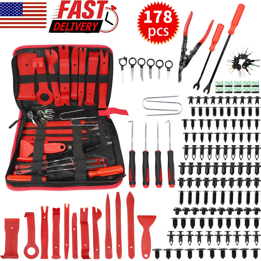 178Pcs Car Trim Removal Tool Set Radio Hand Pry Panel Door Interior Clip Plastic