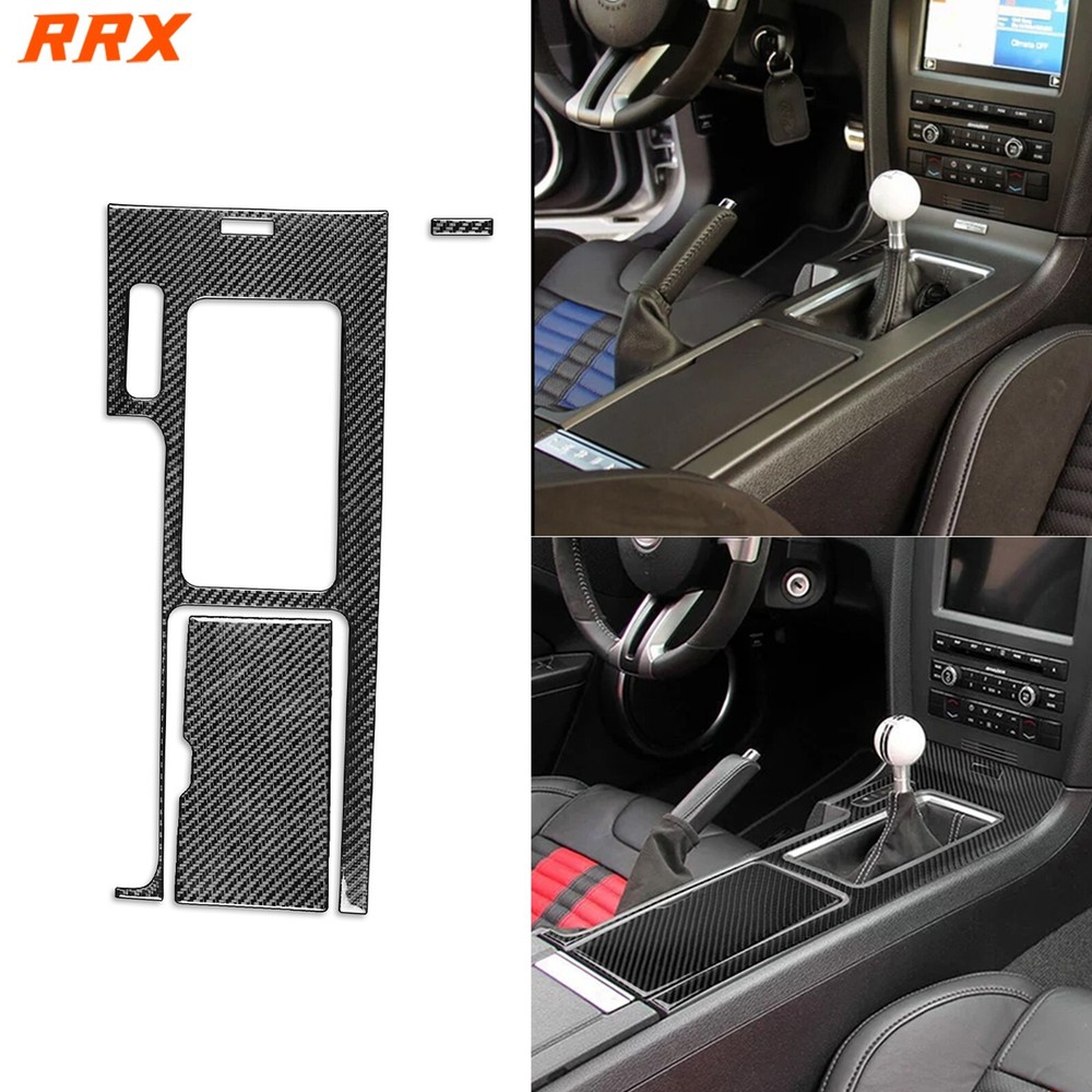 Real Carbon Fiber Center Console Gear Shift Panel Cover For Ford Mustang 2009-13