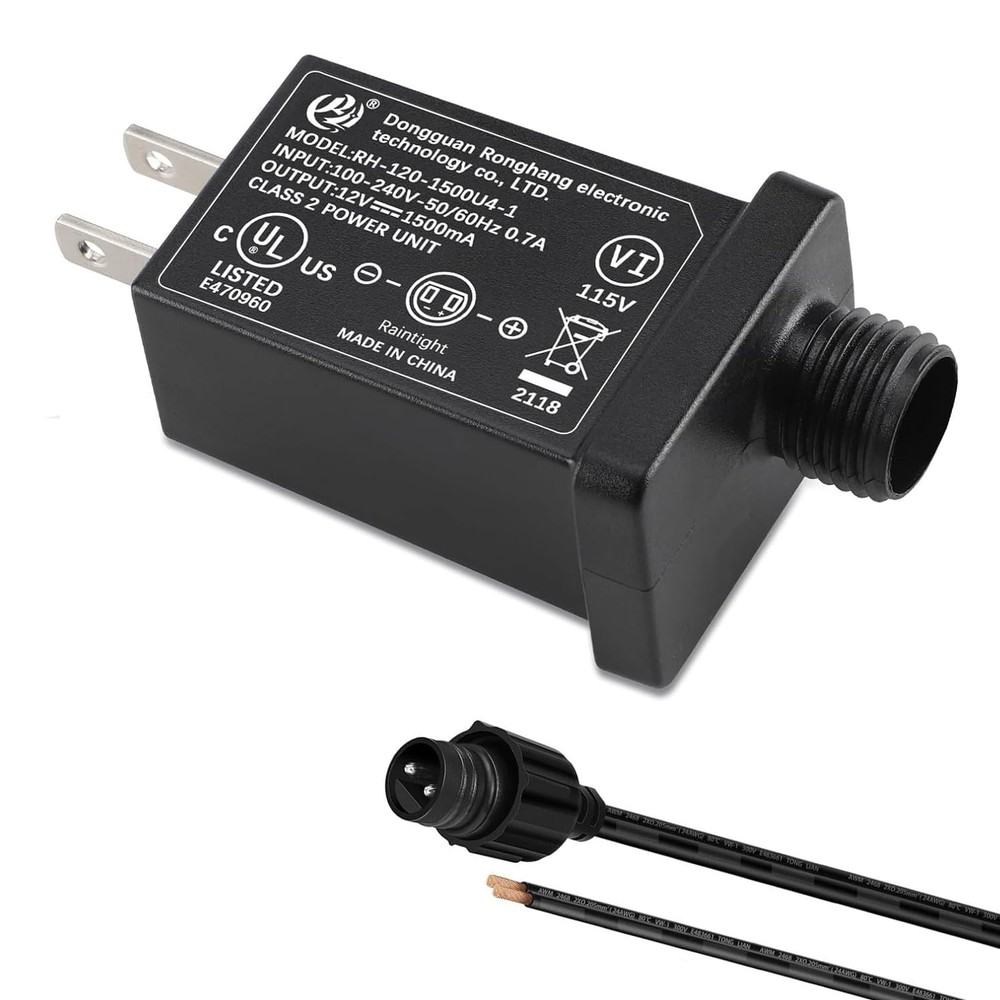 Replacement 12V 1A LED Transformer with Extension Cord, UL Listed Class 2 Pow...