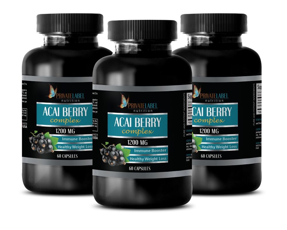 Natural digestion support - ACAI BERRY - Enhances mental clarity 3 Bottles 180C