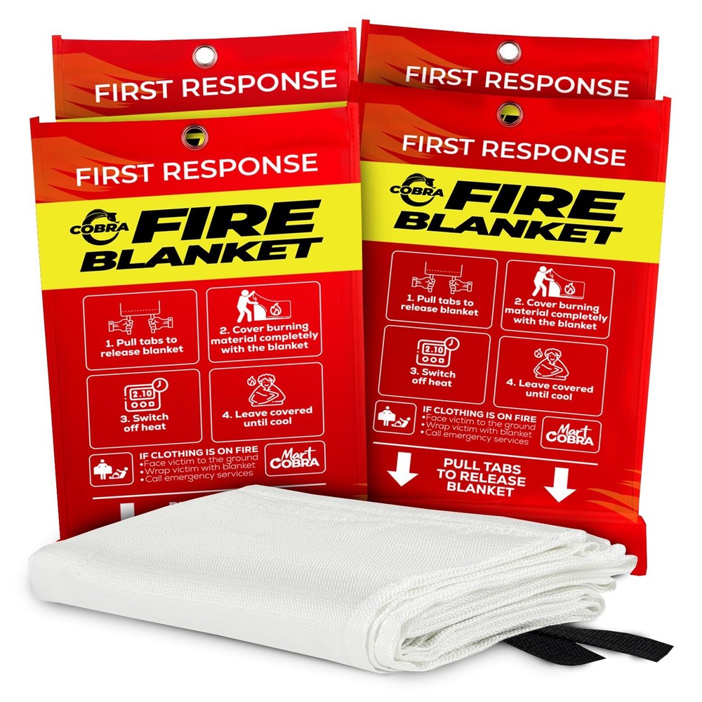 Fire Blanket for Home and Kitchen - 4 Pack - Fire Blankets for Home 40” x 40”...