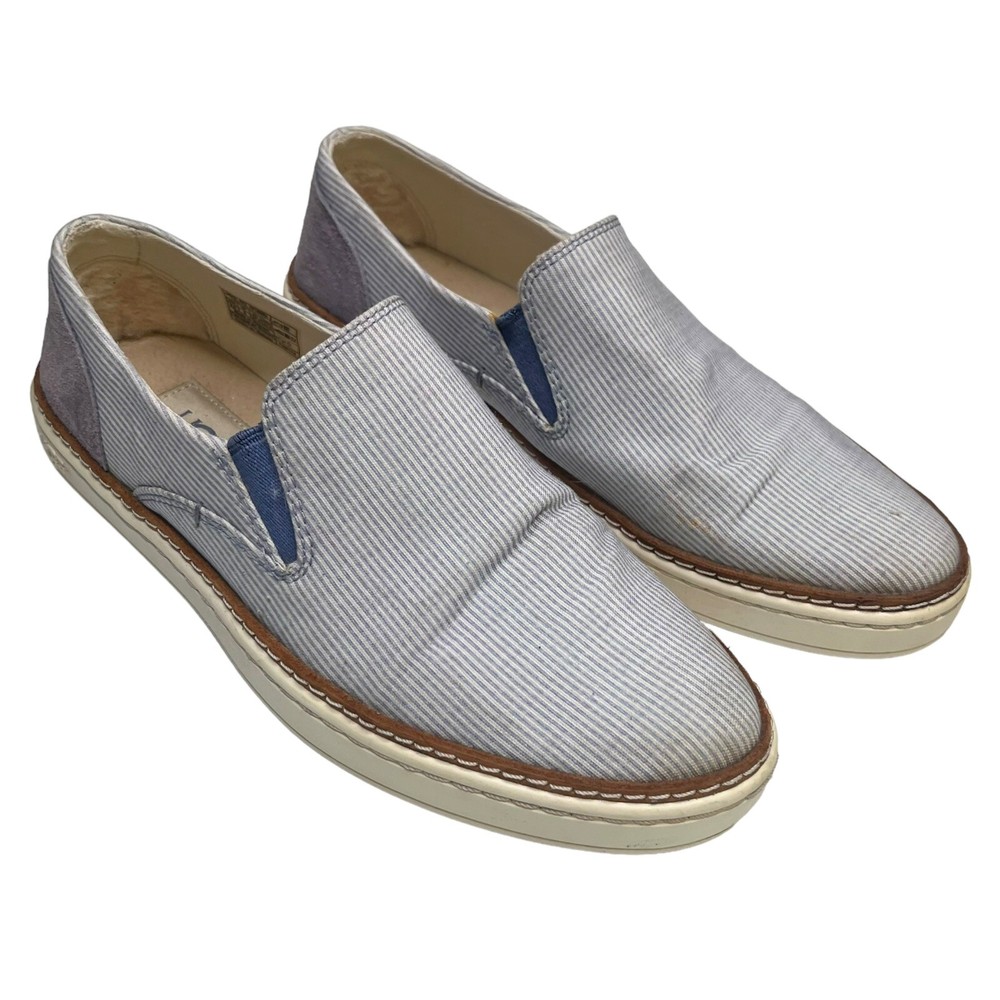 UGG Adley Women's Slip-On Boat Shoes Blue White Striped Canvas Size 6.5