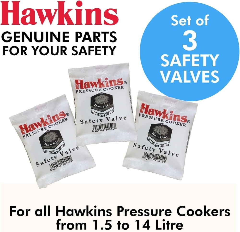 Set Of 3 Hawkins Safety Valve For All Type Pressure Cooker 1.5 Ltr To 22 Ltr