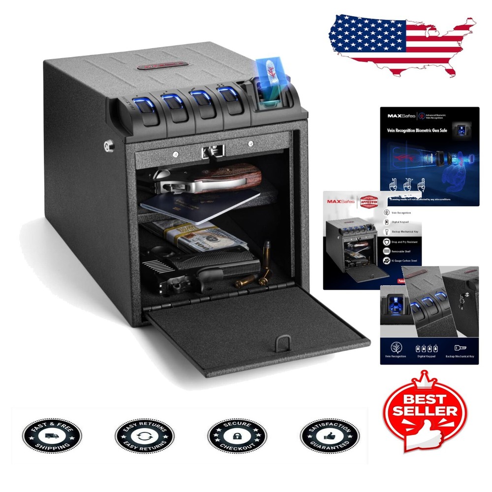 CA DOJ Approved Biometric Handgun Safe with Advanced Finger Vein Recognition-image
