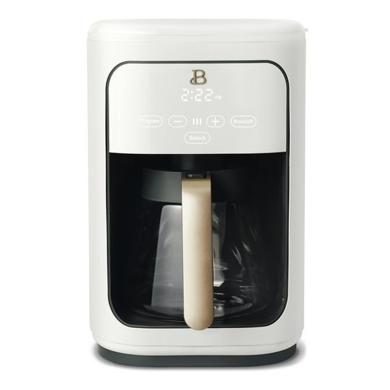 Drew Barrymore Coffee Maker 14 Cup Programmable 1200W Charcoal Filter White Brew