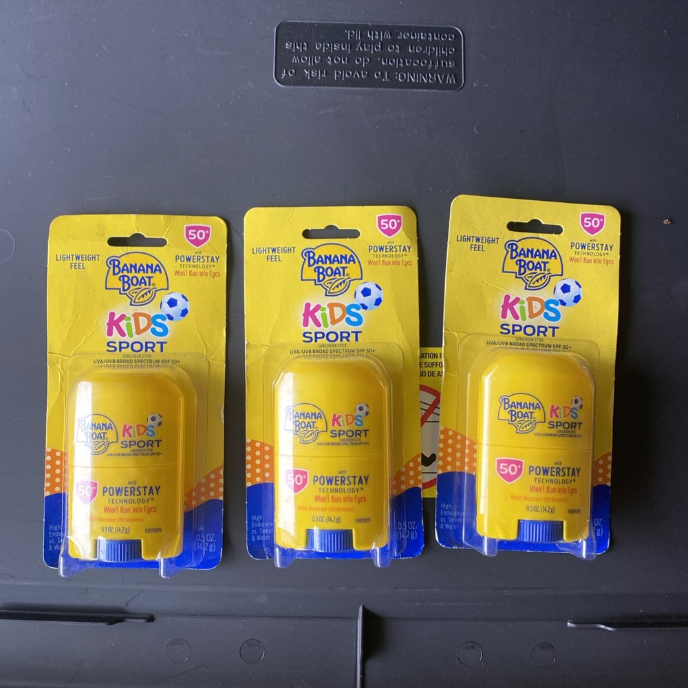 3 Pack Banana Boat Kids SPF 50+ Sunscreen Stick 0.5 oz Exp 06/2026