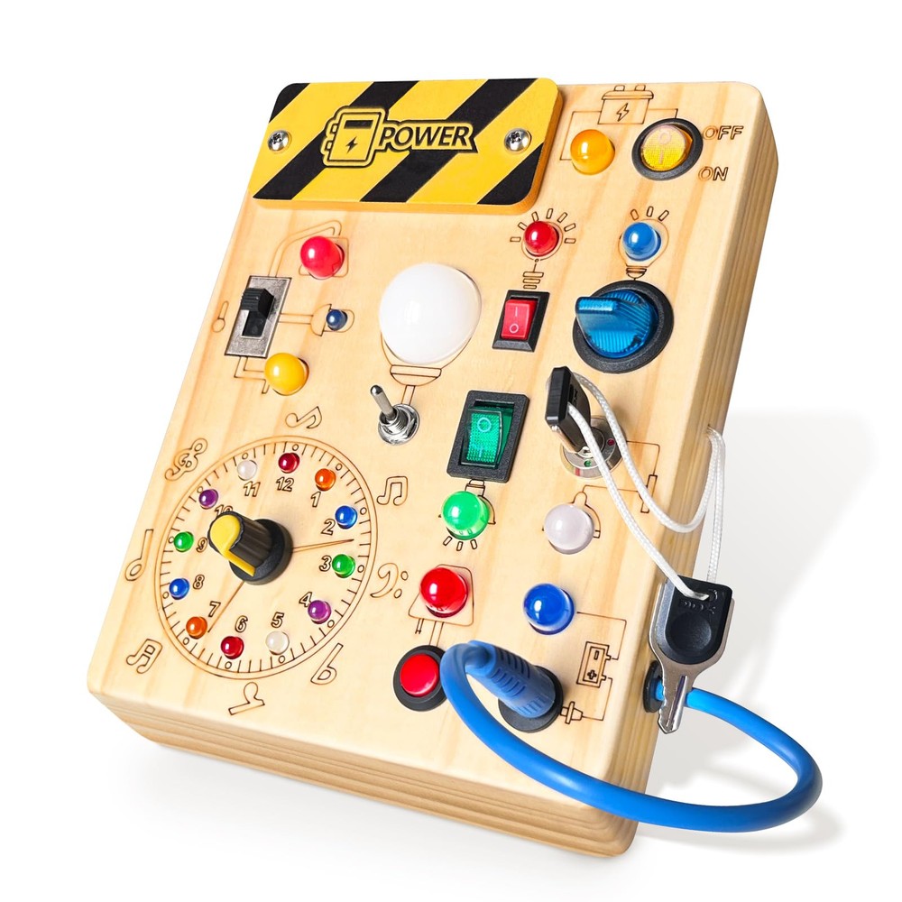 Busy Board,Montessori Toys for 1-3 Years Old, Wooden Toddler Toys, Sensory Tr...