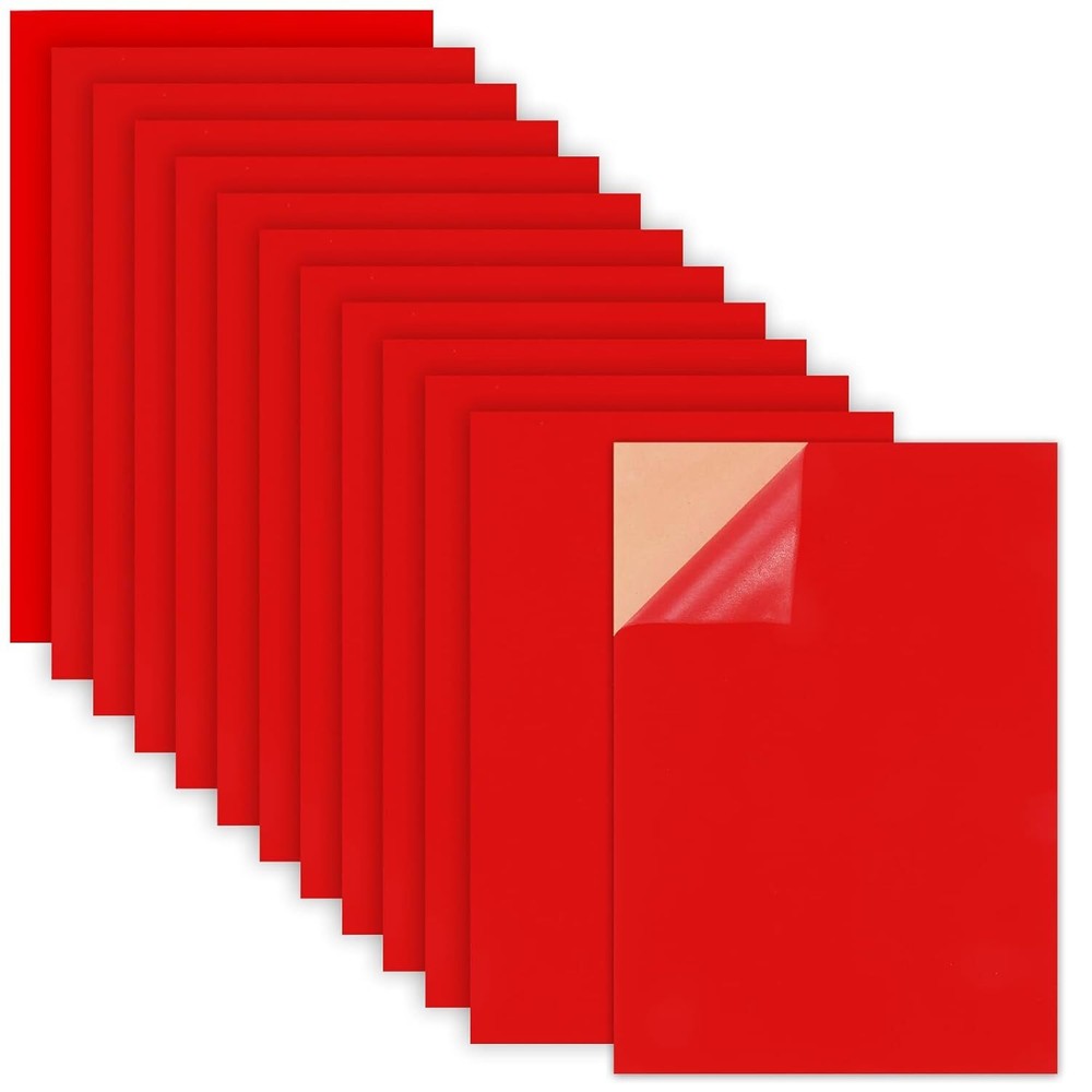 12 Pcs Red Self-Adhesive Velvet Felt Sheets Sticky Back Drawer Liner