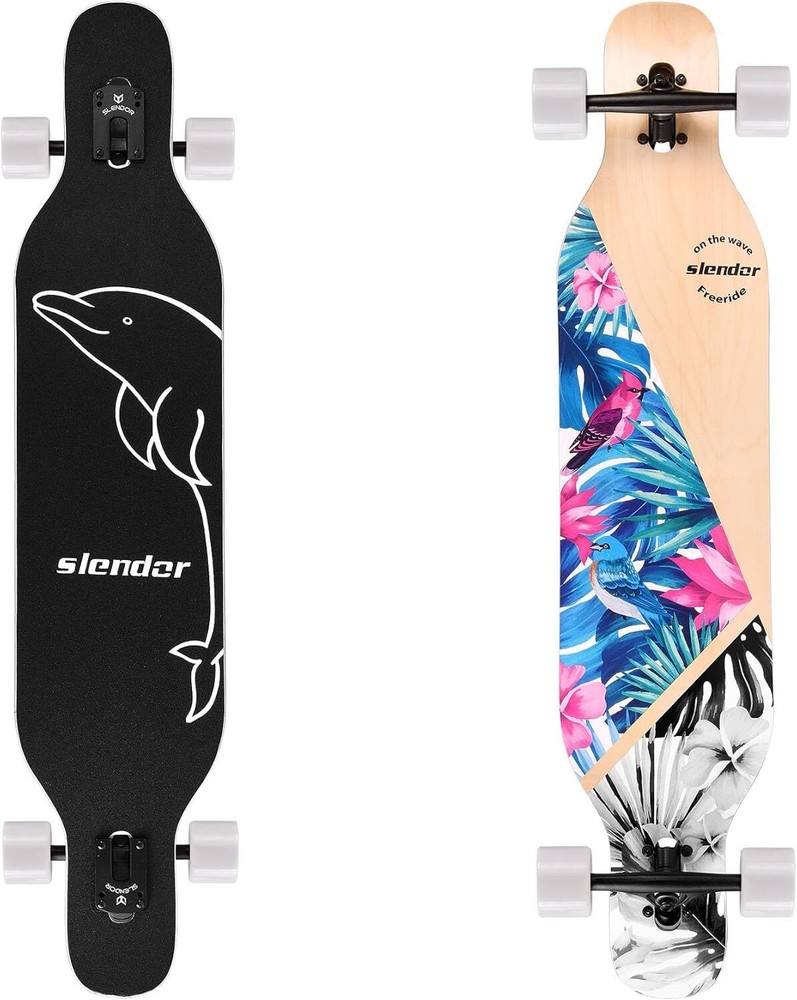 Longboard Skateboard 42 inch Drop Through Deck Complete Maple Cruiser Frees...