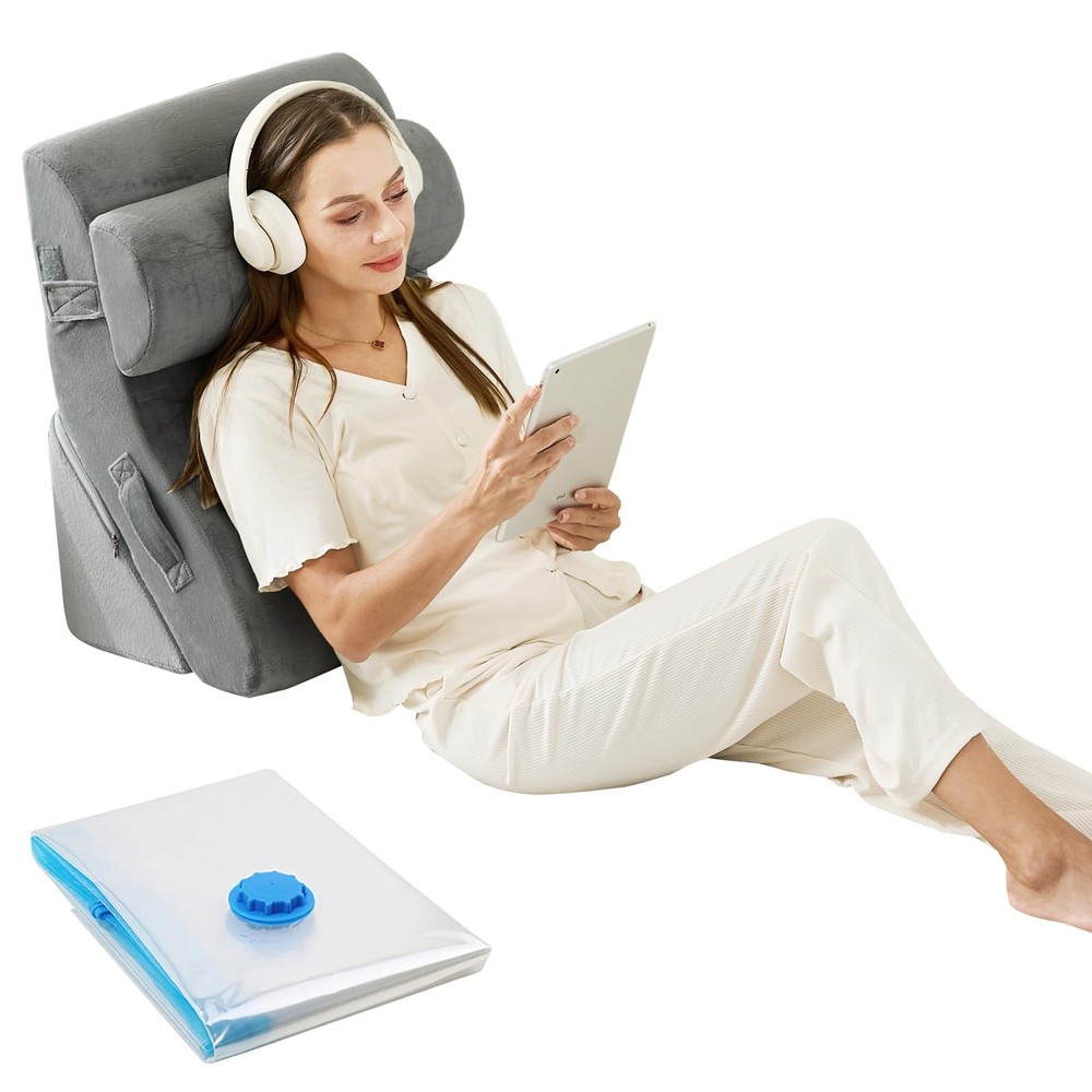 3PCS Orthopedic Bed Wedge Pillow Set with 45D Memory Foam for Post-Surgery Support