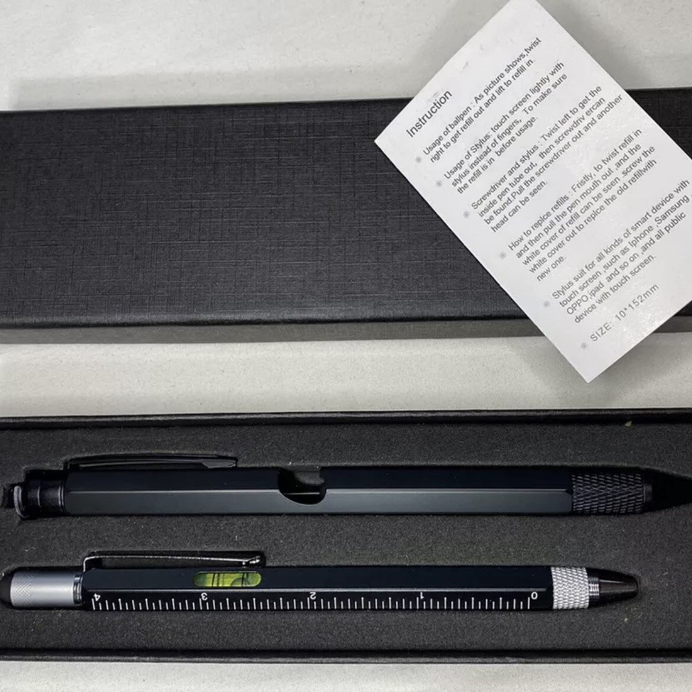 2-Piece 9-in-1 Multitool Pen Set in Black Brand New in Box Great Gift Idea  