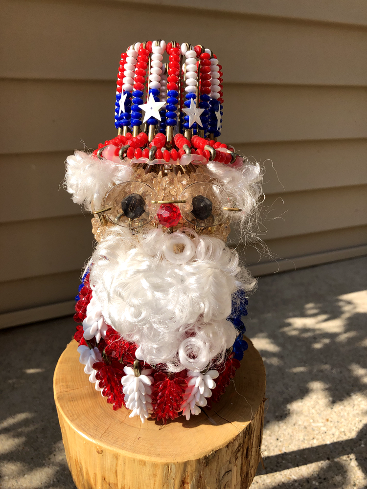 Safety Pin Art Lighted United States Uncle Sam Red White and Blue - Patriotic