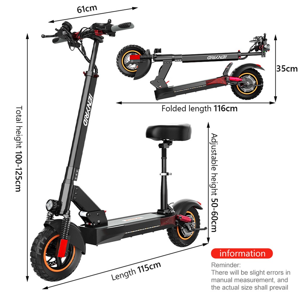 600W 48V 10Ah Folding Electric Scooter with 10in Off-Road Tires