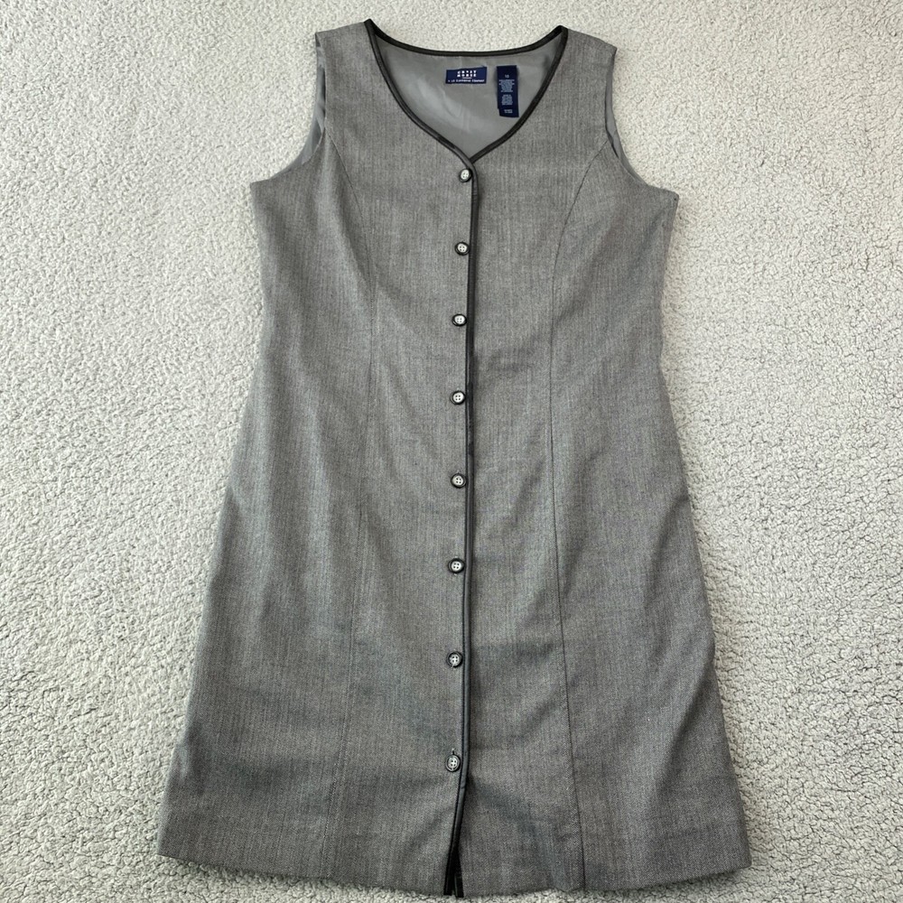 Liz Claiborne Crazy Horse Dress Womens 10 Gray Sleeveless Button Front