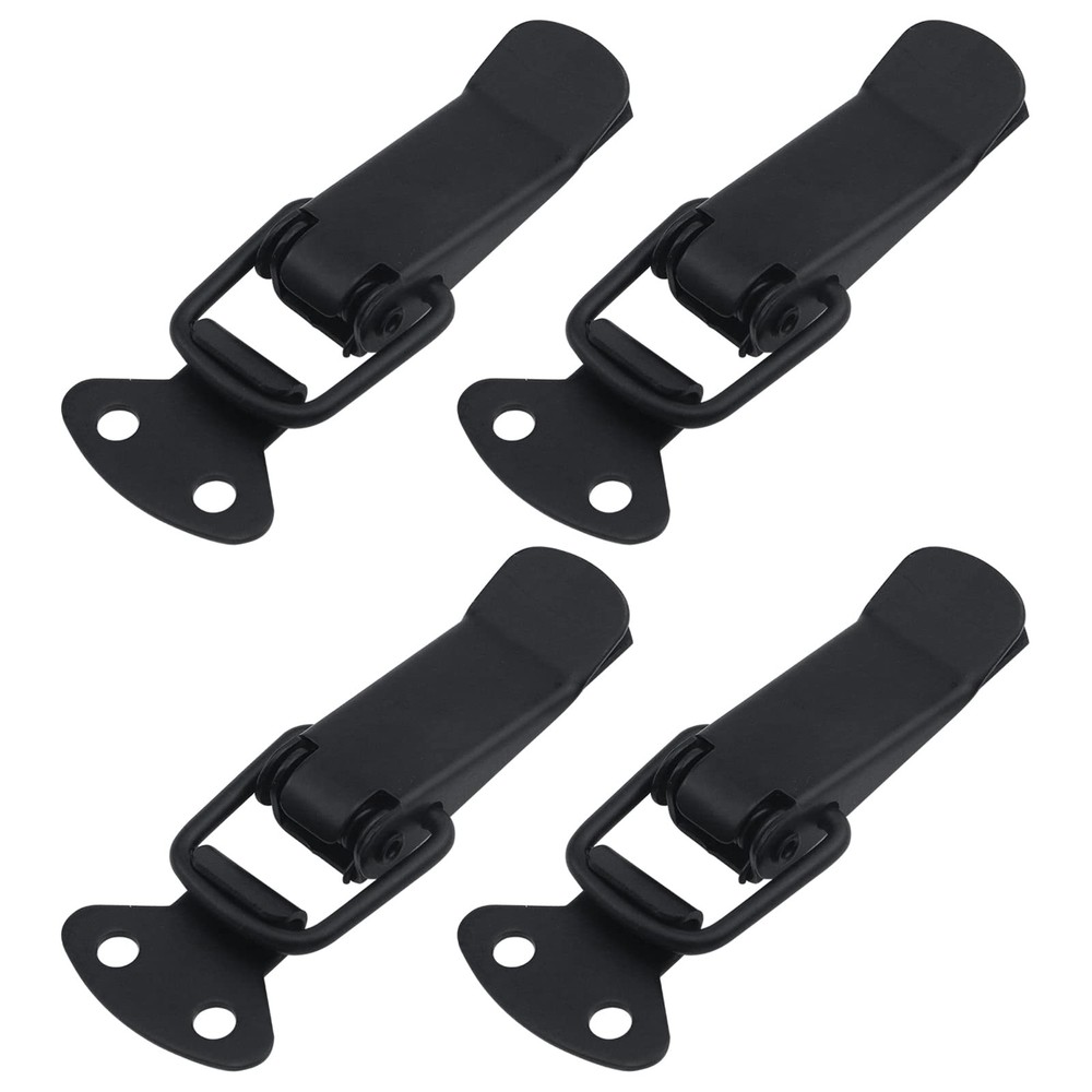 4 Set Black Stainless Steel Hardware Cabinet Boxes Spring Loaded Latch Catch ...
