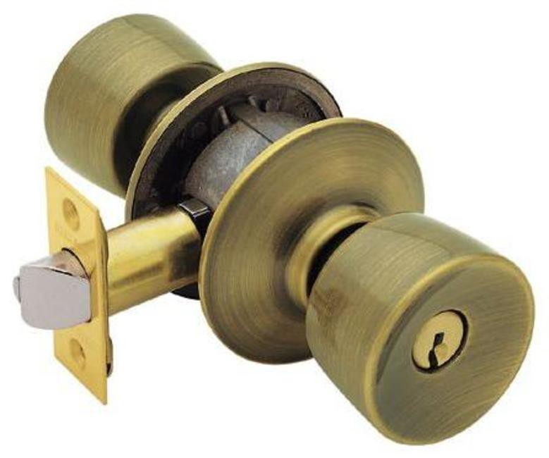 Schlage F51-BEL Bell Keyed Entry Door Knob Set with Secure Locking
