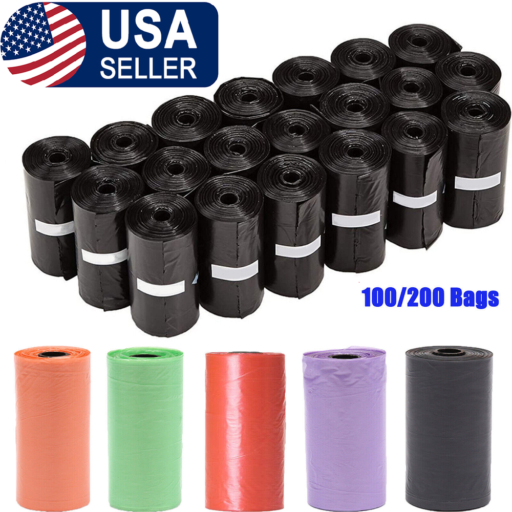 100/200 Bag Dog Pet Waste Poop Bags Pick Up Clean Bag Rolls Leak-Proof Unscented