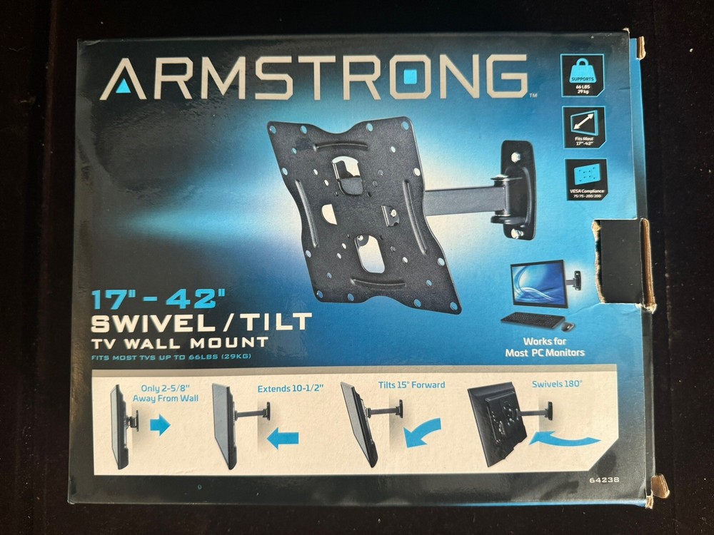 ARMSTRONG TV WALL MOUNT 17”-42” Swivel Tilt Mount