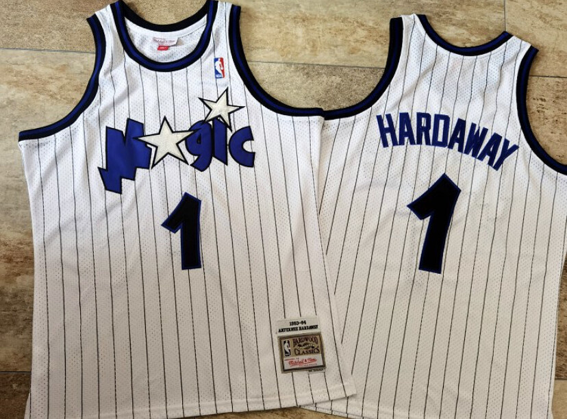 Orlando Magic Penny Hardaway white Pinstriped basketball retro jersey