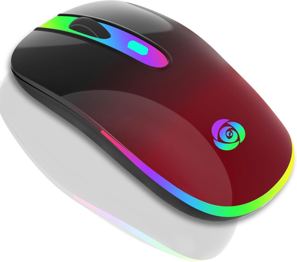 HOTLIFE Bluetooth Wireless Mouse, LED Rechargeable Slient Mouse Red (Rose)