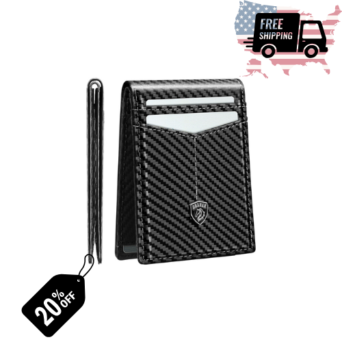 GSOIAX Slim RFID Blocking Carbon Fiber Wallet with 11 Card Slots for Men