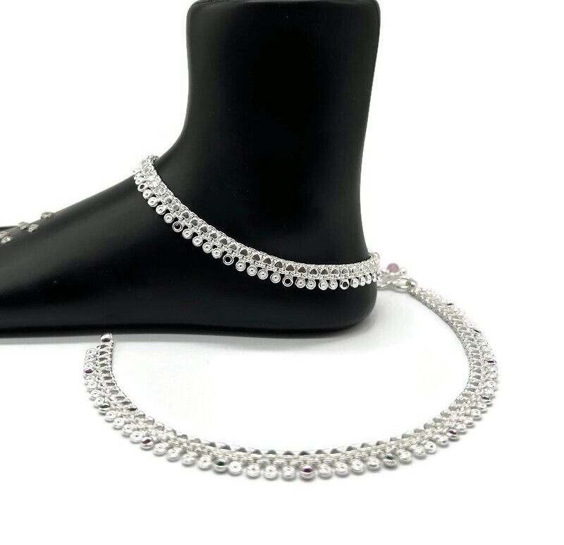 925 Sterling Silver Anklet for Brides Elegant Silver Payal Design-image