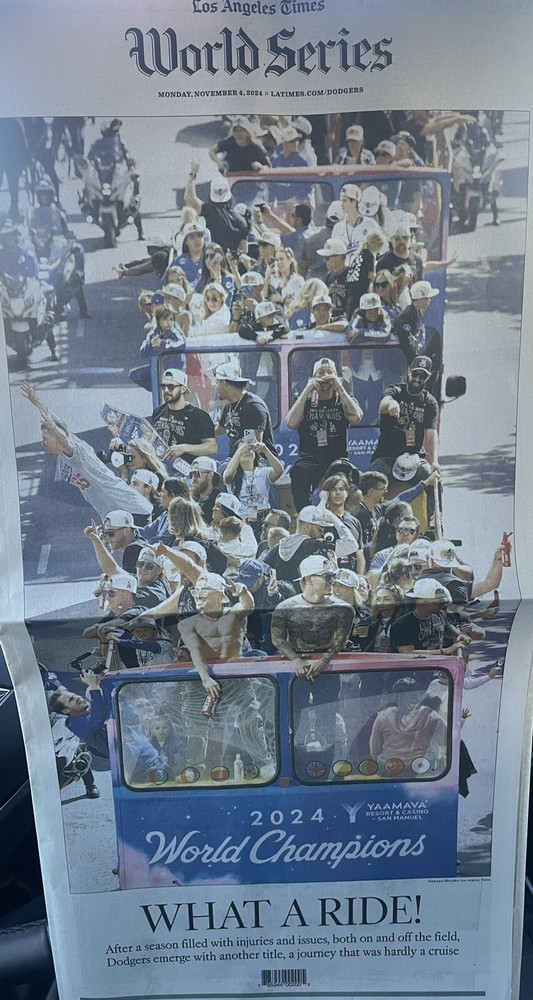 LOS ANGELES LA TIMES NOV 4 2024 DODGERS WORLD SERIES vs NY YANKEES SPECIAL EDITI