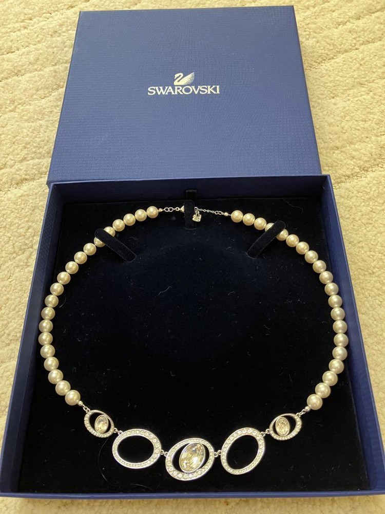 Swarovski crystal pearl choker necklace for women