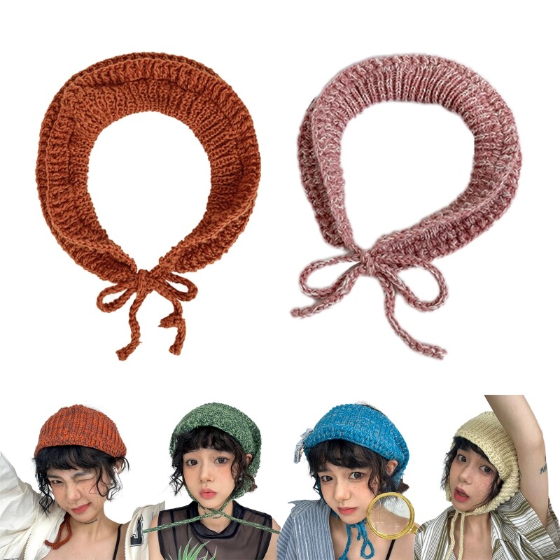 Crochet Headband for Girls Wide Brim Solid Color Hair Band