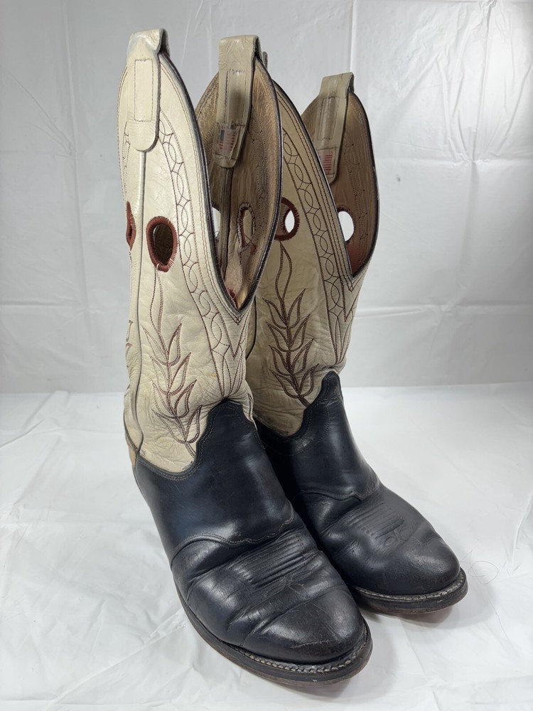 Vintage OLATHE Buckaroo Cowboy Boots Tall Top Rawhide Men’s Size 8.5D