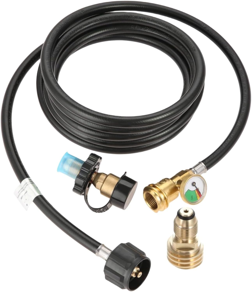 12 Feet Propane Extension Hose, Universal Extension Include POL Gauge, POL LP Ta