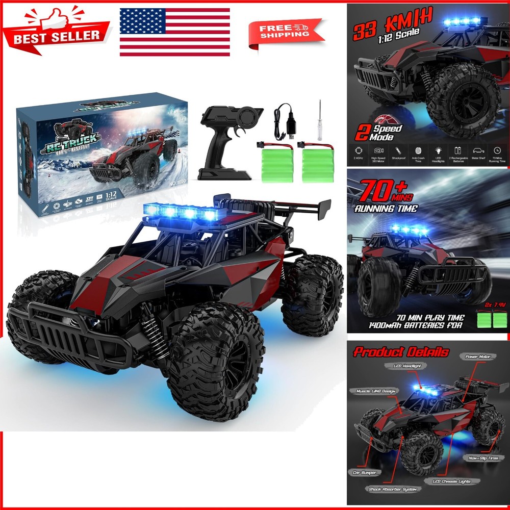 High Speed 1:12 Remote Control Off-Road Car - 33KM/H Fun for All Ages