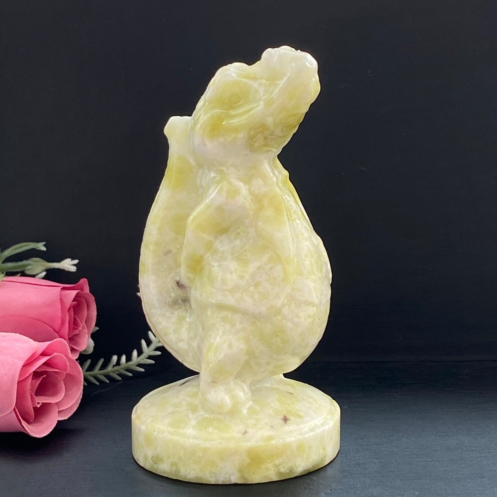 250G Nature Lemon jade Quartz Crocodile Quartz Crystal Carved Figurines Reiki