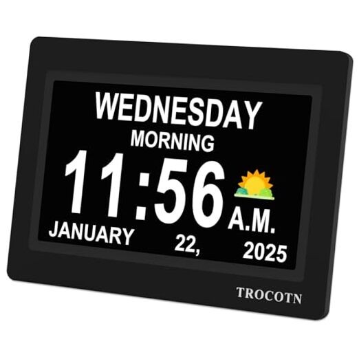 7-Inch Auto DST Dementia Clock with Large Display Calendar & Alarm