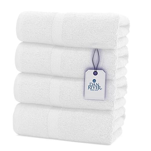 Premium 550 GSM Ring Spun Cotton Bath Towels 4-Pack 27x54 White