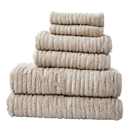 CloudSoft Cotton Oatmeal 6-Piece Luxury Towel Set