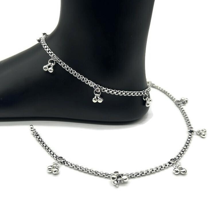 925 Sterling Silver Anklet / Silver Payal