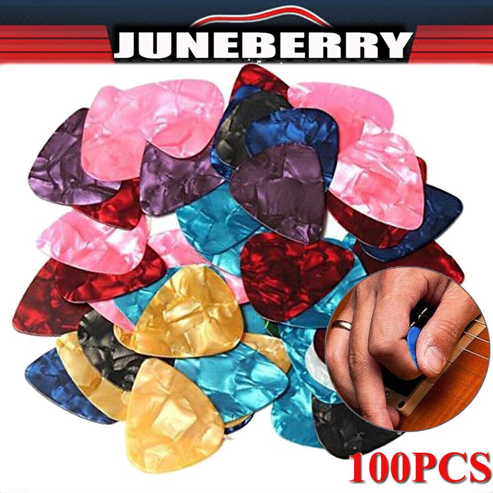 100pcs Set Guitar Picks Acoustic Electric Plectrums Celluloid Assorted Colors U*