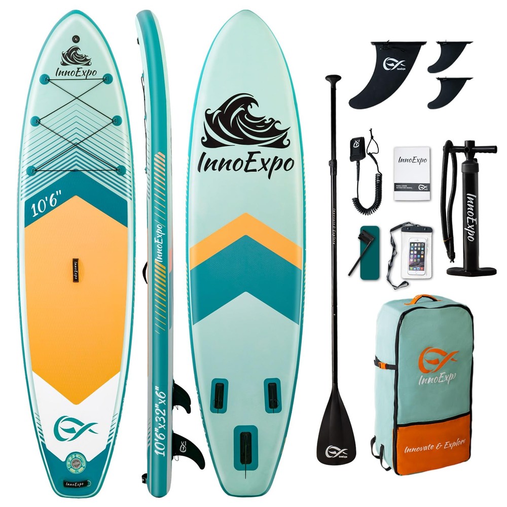 InnoExpo Inflatable Stand Up Paddle Board Kit with Wide Stable Deck & Premium Accessories