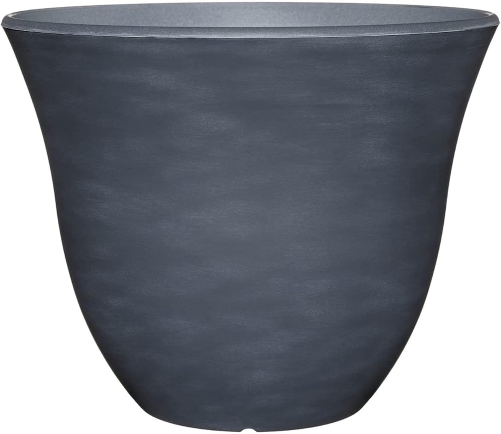 Indoor/Outdoor round Honeysuckle Resin Flower Pot Planter, Zinc Grey, 13